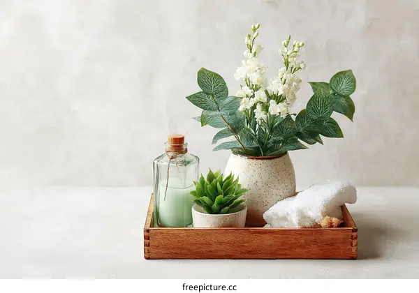 Spa-themed Arrangement on Wooden Tray