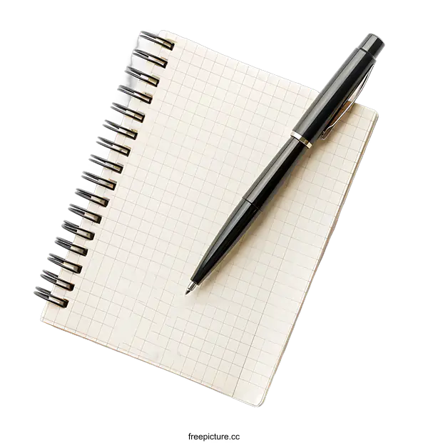 [Transparent Background PNG]Blank Notebook with Black Pen