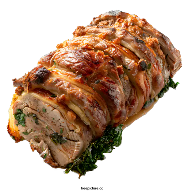 [Transparent Background PNG]Roasted lamb with spinach