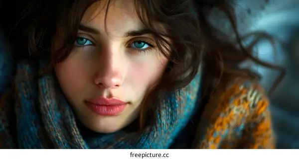 portrait of a beautiful young woman with blue eyes