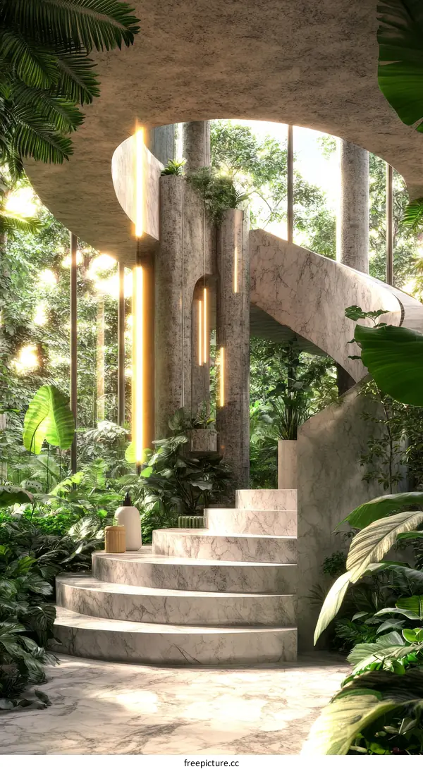 Modern Tropical Indoor Staircase Design