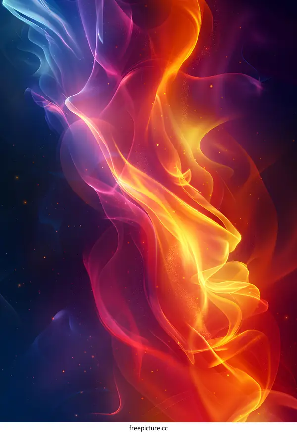 Abstract colorful fire-like glowing wave background