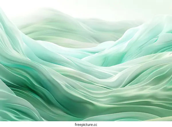 Abstract Green Fabric Waves Background