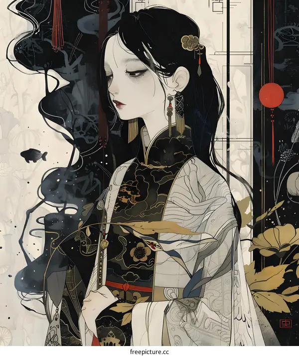 Beautiful Woman in Traditional Chinese Clothing