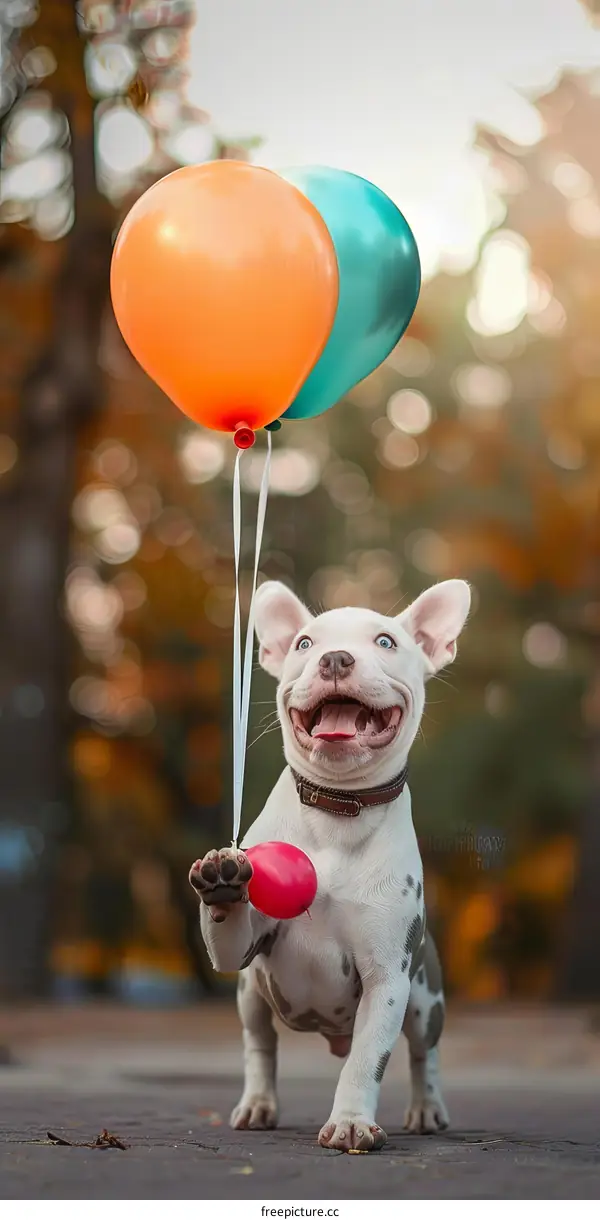 Playful Puppy with Balloons in the Park