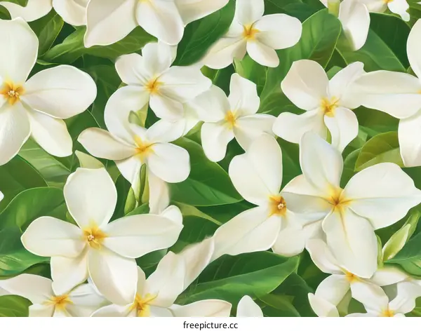 Floral Illustration of Plumeria Flowers