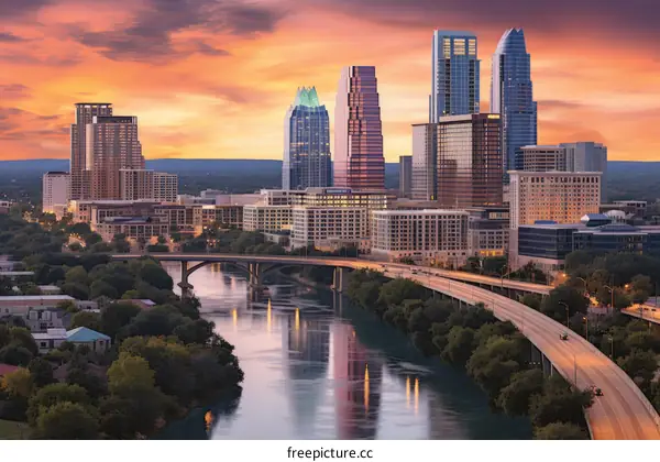 Austin skyline at sunset