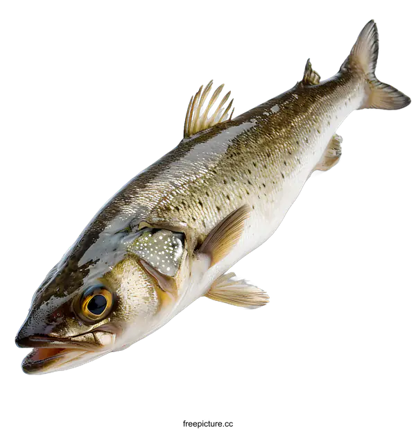 [Transparent Background PNG]A largemouth bass fish isolated on a white background