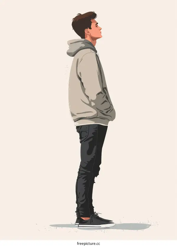 Cool guy in a hoodie looking up