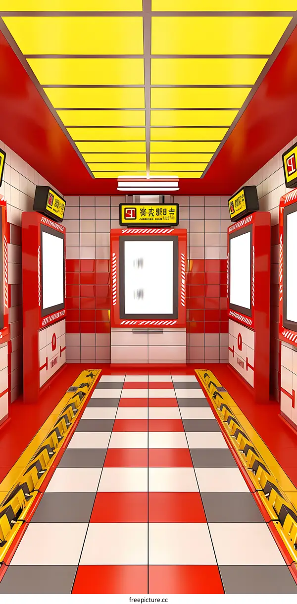 Red and Yellow Subway Station Interior Design