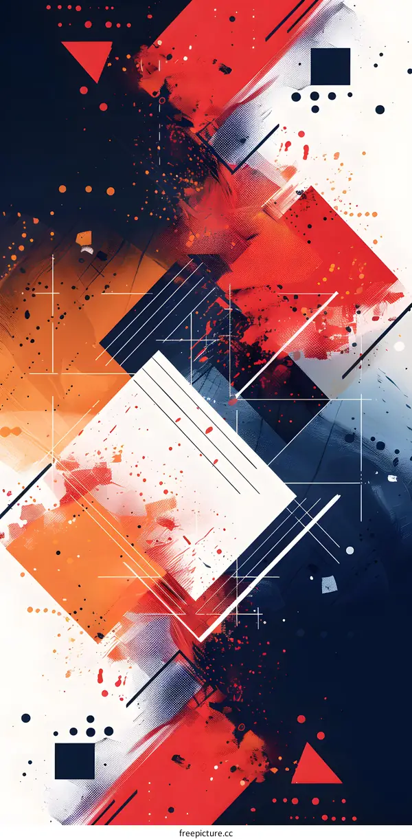 Abstract Geometric Background With Splashes Of Color