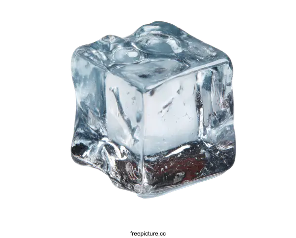 [Transparent Background PNG]Single Ice Cube Close-up on White Background