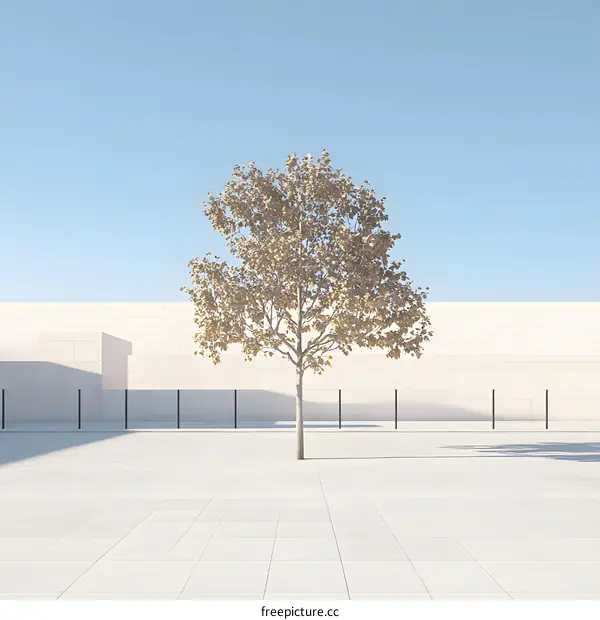 Minimalist Tree in Front of a White Wall