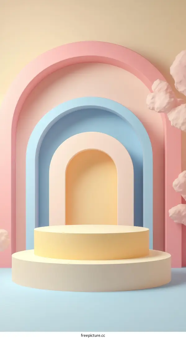 Pastel Archway Display Podium Scene
