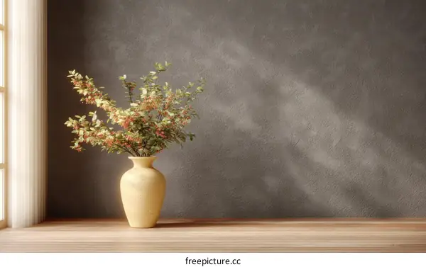 Elegant Interior with Vase and Flowers