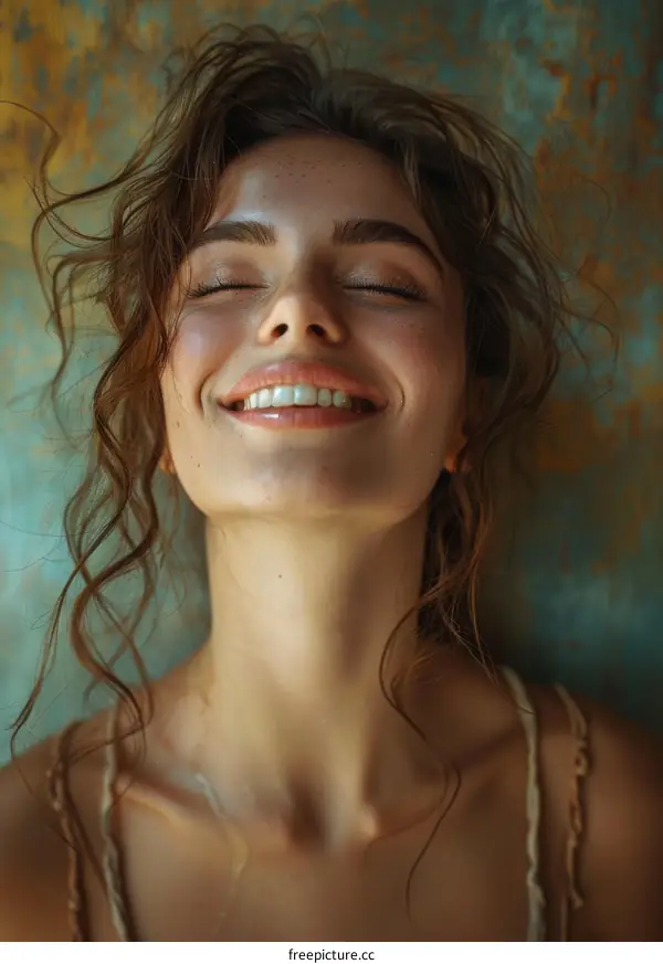 portrait of a happy young woman with freckles