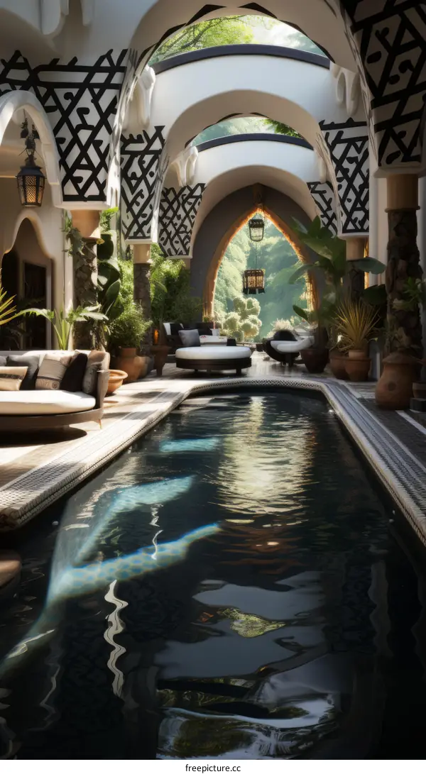 geometric patterned luxury resort swimming pool