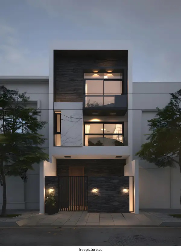 Modern Minimalist House with Black and White Facade