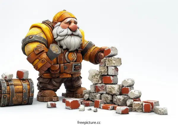 A Dwarf Blacksmith Building A Wall