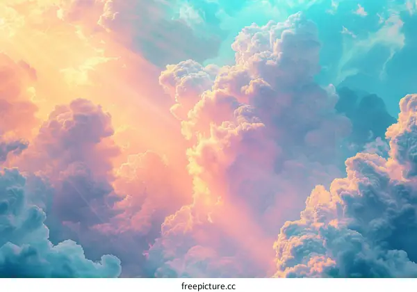 Colorful cloudscape with bright pink, blue, and orange colors