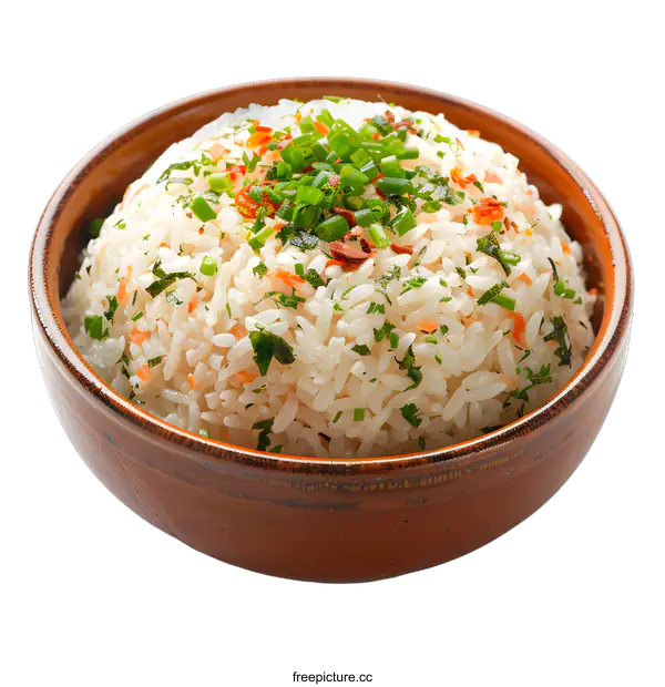 [Transparent Background PNG]Bowl of Rice with Herbs and Spices