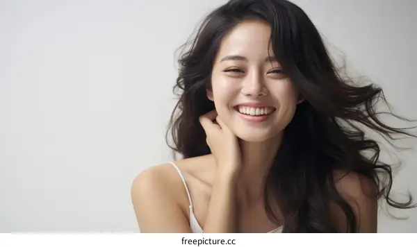 Portrait of a young Asian woman smiling