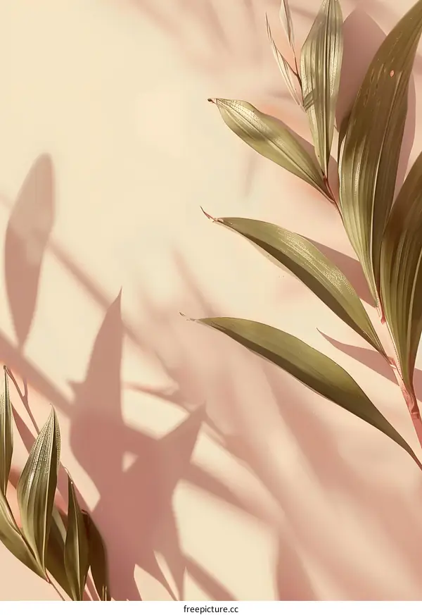 Minimalist Leaf Shadows on Pastel Background