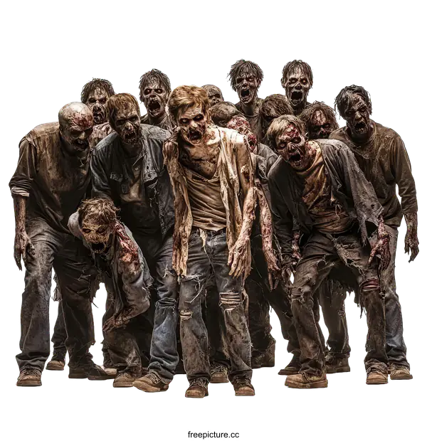 [Transparent Background PNG]Group of Zombies Apocalypse Horror