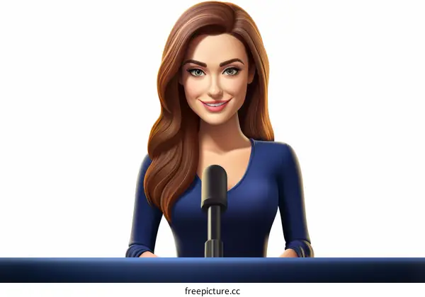 A news anchor is reporting breaking news in a studio