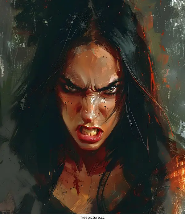 portrait of a fierce looking woman