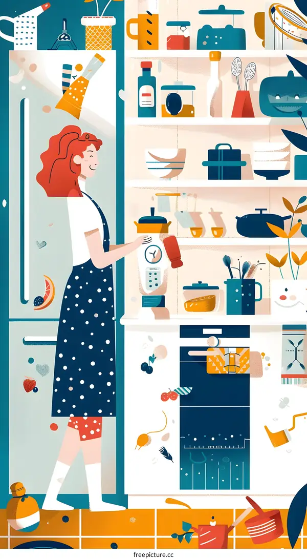 Woman in the Kitchen Using a Coffee Maker