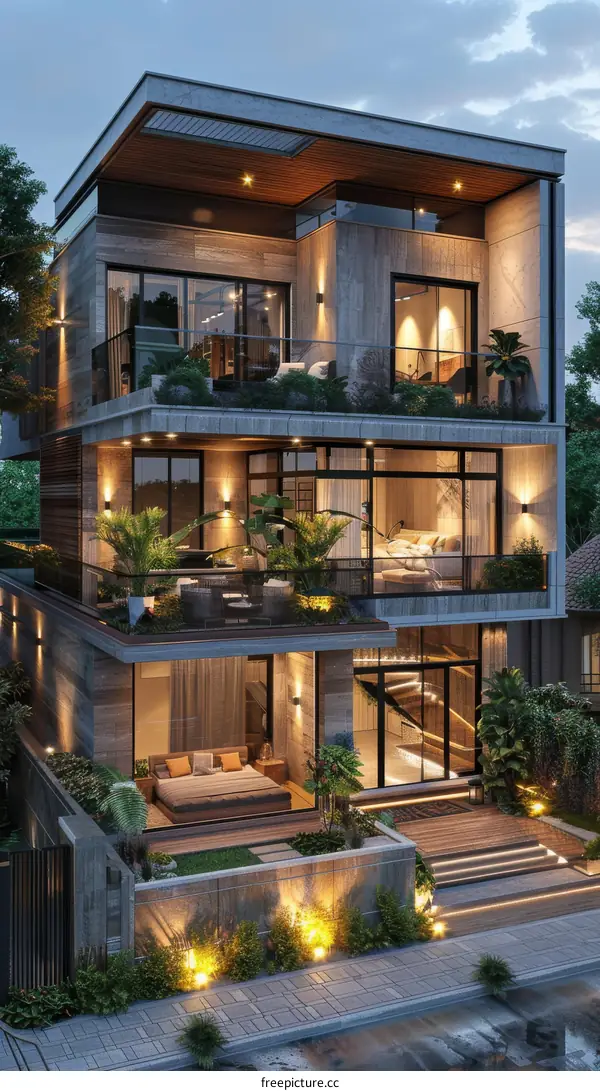 Modern Luxurious Multi-story House Exterior Design