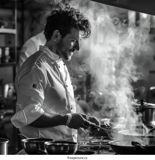 Chef cooking in a professional kitchen