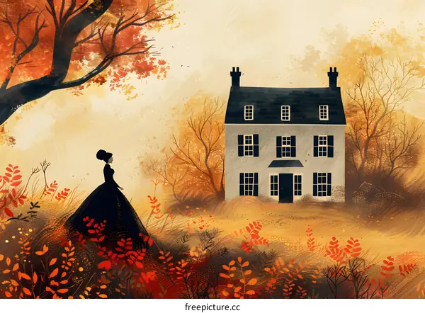 A house in the woods in autumn