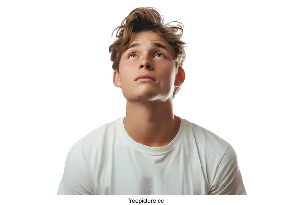 [Transparent Background PNG]Young male looking up