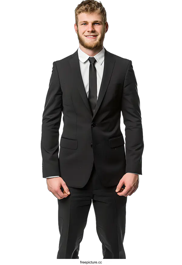 [Transparent Background PNG]Young professional man in black suit