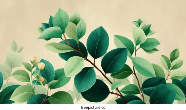 Elegant Floral Illustration with Lush Greenery