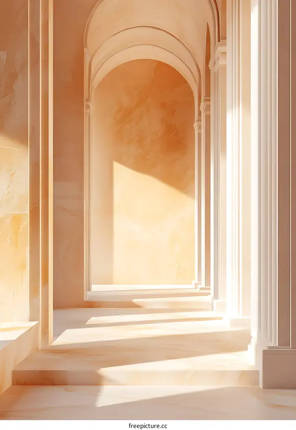 White Columns and Arches in a Beige Room