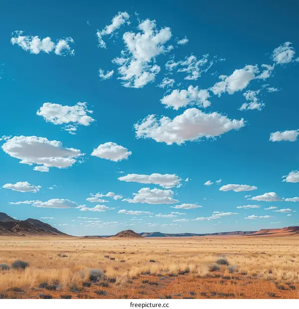 Desolate Desert Landscape with Clear Blue Sky