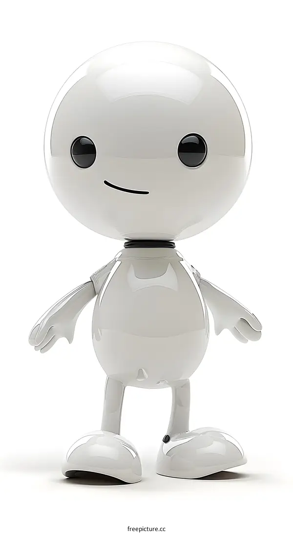 Smiling White Cartoon Robot Character Illustration