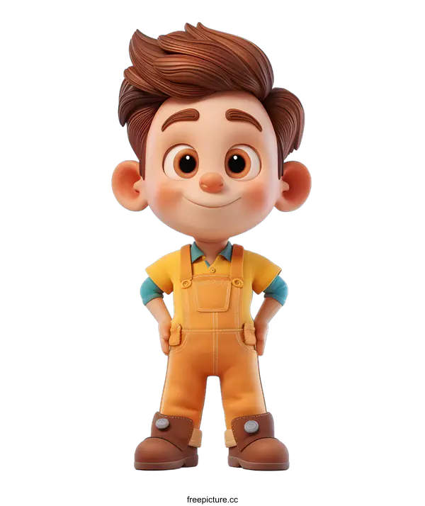 [Transparent Background PNG]3D rendering of a cute cartoon boy