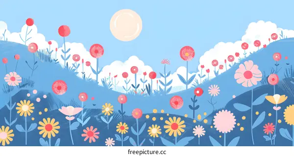 Colorful Spring Flowers in a Meadow