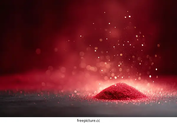 Red Glitter Pile with Bokeh Background