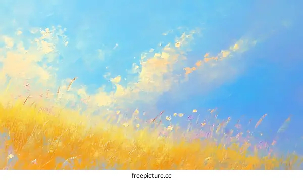 Golden Meadow Under a Pastel Sky