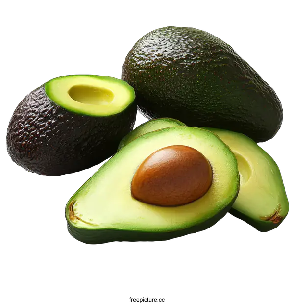 [Transparent Background PNG]Freshly Sliced Avocados on White Background