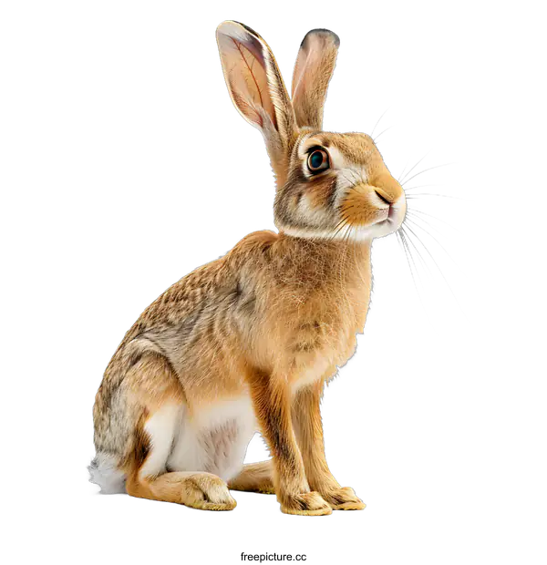 [Transparent Background PNG]Brown Hare sitting on white background
