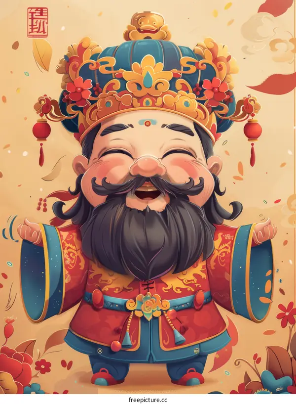 A Man in Traditional Chinese Clothing Celebrates Chinese New Year