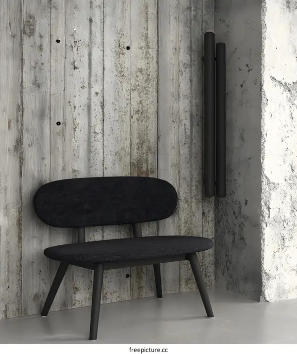 Modern Black Chair Against a Concrete Wall