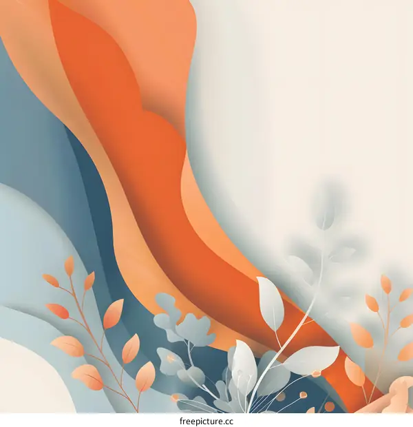 Abstract Floral Background with Wavy Lines