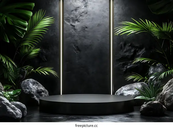 Dark Minimalist Botanical Podium Display
